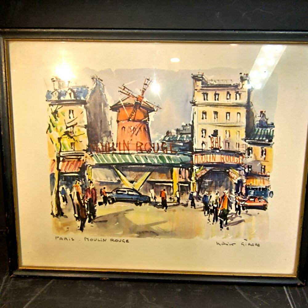 1571.  Paris Moulin Rouge Watercolor by Marius Girard